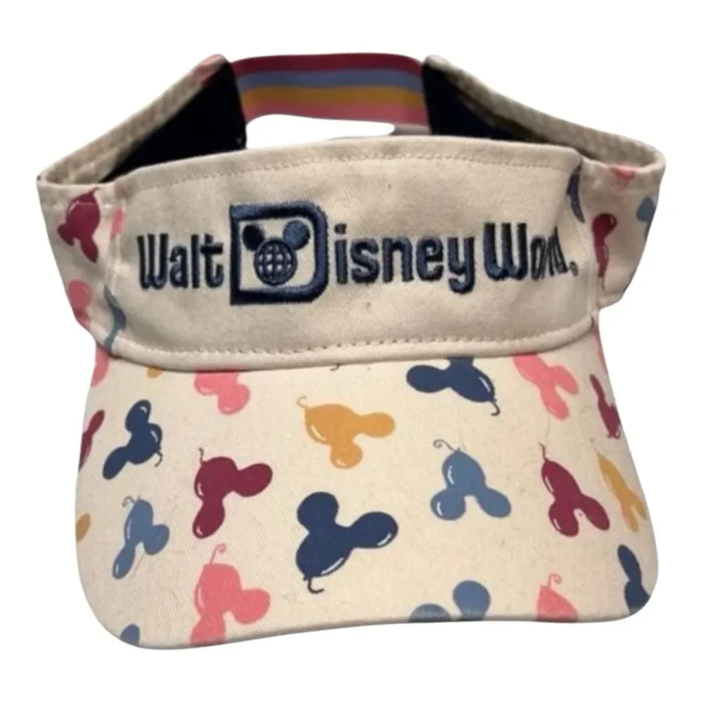 Disney Parks Visor Walt Disney World Balloon Print Rainbow Strap Adult